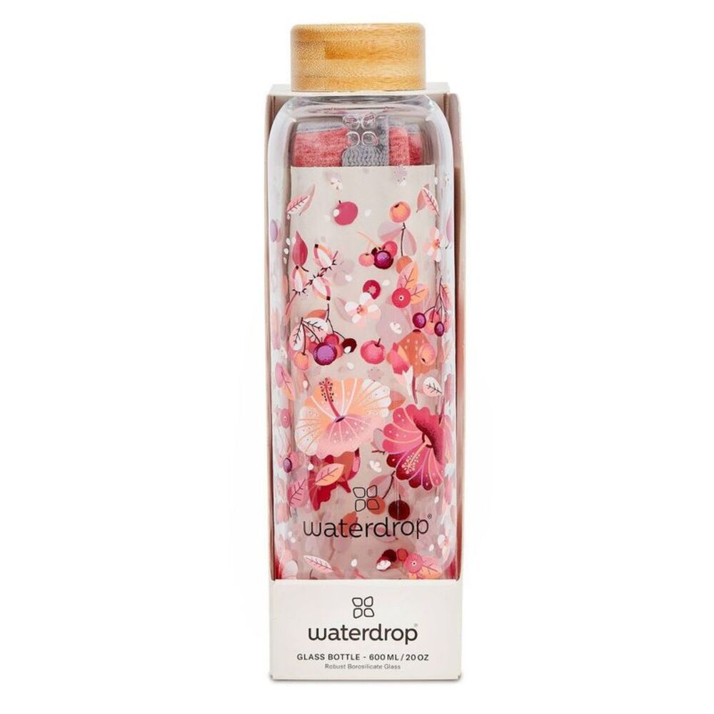 Waterdrop Microdrinks 20oz Red Floral Water Bottle